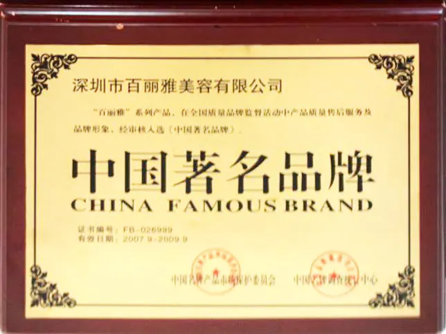 中国著名品牌证书
